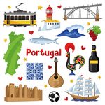 葡萄牙国家旅游景点矢量图标素材