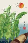 中国风淡彩民俗风景装饰画