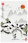 文艺淡彩苏州小镇风景装饰画