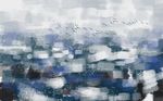 北欧蓝色抽象大海油画背景墙