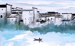 中式古镇风景背景墙