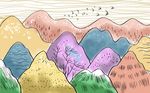 清新抽象山水画背景墙
