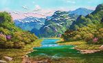 现代唯美山水风景油画背景墙