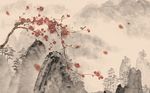 山水梅花水墨意境图案背景墙