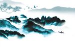 简约新中式水墨山水背景墙
