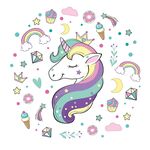时尚可爱独角兽矢量DIY素材