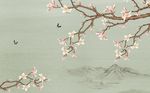 中式手绘玉兰花背景墙
