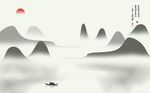 简约线条山水背景墙