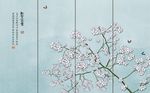手绘花鸟玉兰花背景墙