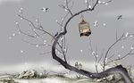手绘梅花工笔花鸟背景墙