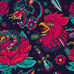 生肖花纹矢量无缝图案
