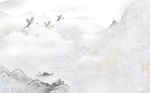 大理石纹山水鹤背景墙