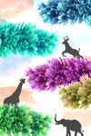 现代炫彩松树动物剪影装饰画
