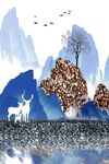 抽象蓝色山水装饰画