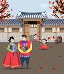 韩国传统新年新春喜庆插画设计