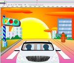 夕阳下迎面而来的小车6秒