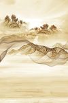 金色风景抽象艺术线条山水装饰画