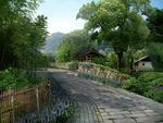 苏州园林-乡村道路景观图