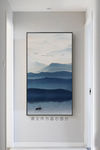 蓝色山水挂画 竖幅装饰画