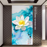 彩色荷花玄关画