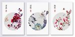 中式水墨花装饰画
