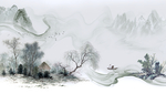 山水国画水墨新中式玄关屏风背景