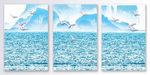 中式水蓝色山水浮雕海鸥装饰画