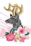 抽象水彩花卉动物图案装饰画