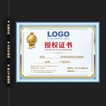 高档蓝色时尚企业授权证书