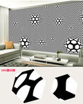 北欧简约创意抽象黑白3D背景墙