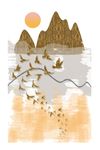 抽象水墨淡彩风景图案装饰画