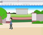 校门口走过的男子10秒动画