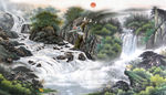 山水国画背景墙