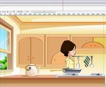 女子在厨房走出去6秒动画