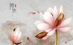 粉金莲花浮雕背景墙