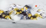 中式金山水墨山水背景墙