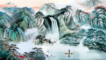 电视背景墙 国画山水