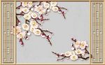 现代传统窗户梅花铁艺装饰背景墙