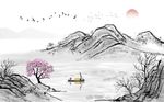 抽象水墨山水艺术背景墙