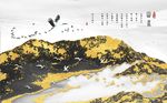 抽象金色山水情风景背景墙
