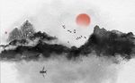 大气创意水墨山水背景墙