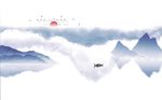 创意意境水墨山水背景墙