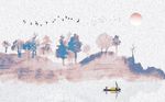 新中式抽象创意山水背景墙