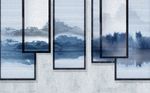 简约屏风式意境山水浮雕背景墙