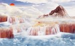大理石山水背景墙