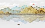 中式抽象唯美山水石纹背景墙