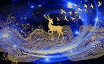 梦幻现代金色抽象鹿背景墙