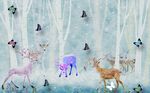 梦幻梅花鹿背景墙