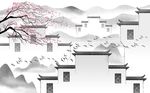 中式徽派建筑马头墙背景墙