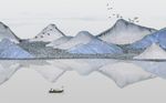 中式浮雕石纹山水背景墙